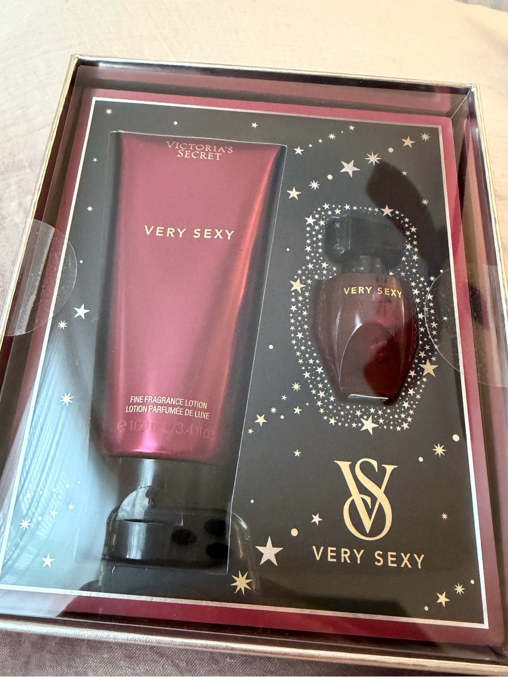 Victoria's Secret Very Sexy Gift Set - Burgundy & Gold Accents